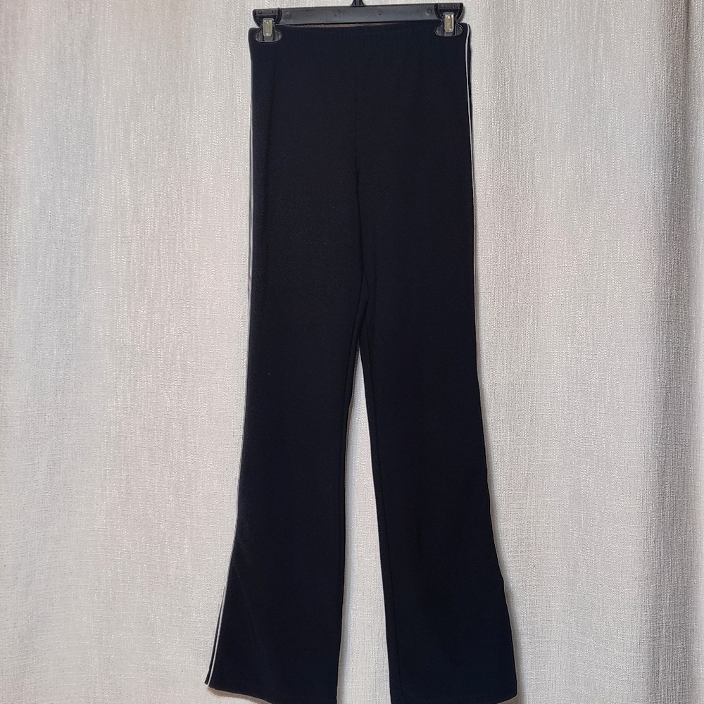 Champs Athletic Leggings White Side Stripe Solid Black Elastic Size Small
